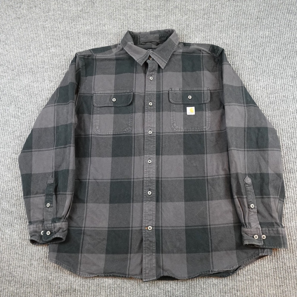 Carhartt Mens XL Black Plaid Flannel Long Sleeve Button Up Shirt TW4451-M
